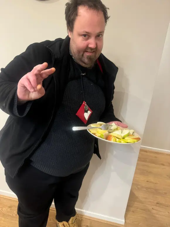 enjoying a healthy snack with support