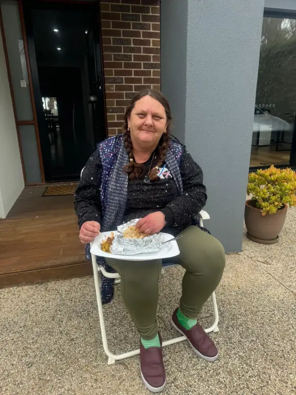 sharing a meal outdoors
